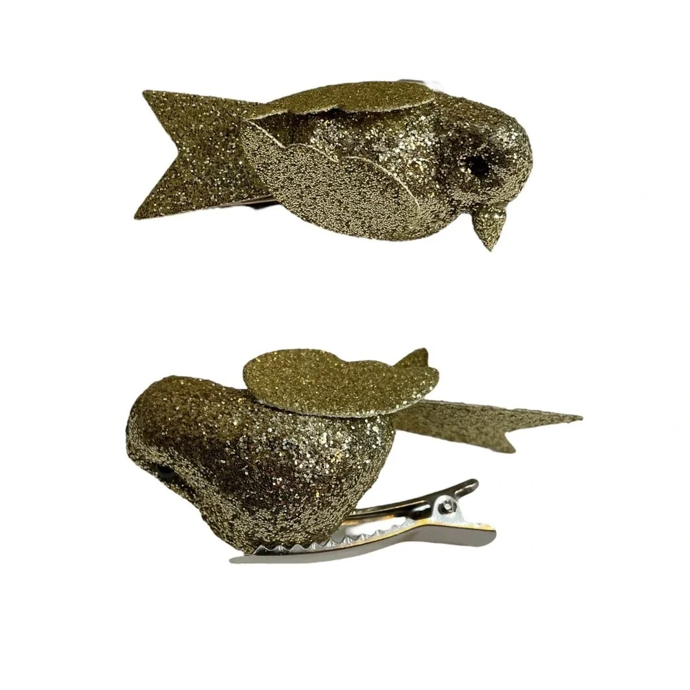 16 Songbird Ornaments Mini Tree Clip On Christmas Gold Glitter‎ (2 Pack of 8)